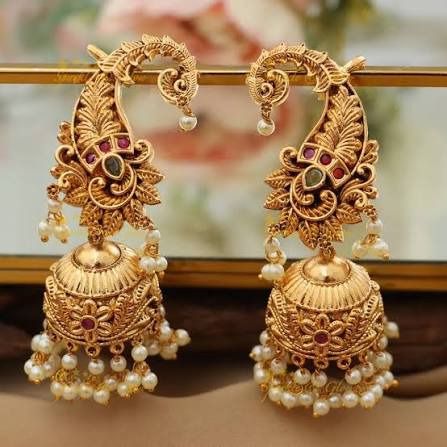 Gold Jhumka Earrings